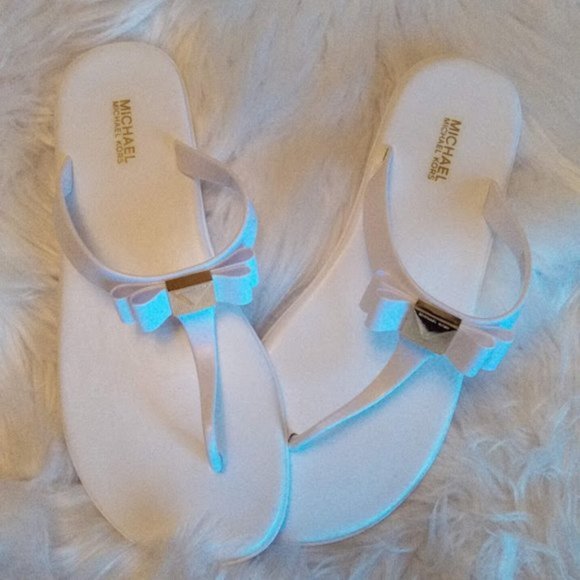 New In Box Michael Kors Jelly Plate White Thong Sandals Slip-Ons Slippers US 9M - Picture 12 of 17